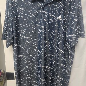 Adidas Men's Navy Patterned Polo Shirt